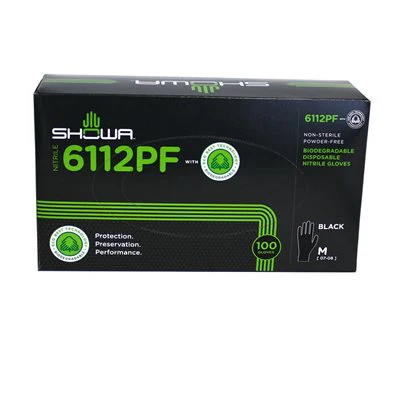 [SP-SH-NG-BLK-MED-R2] Showa Nitrile Gloves Biodegradable Powder Free – Medium (x100)