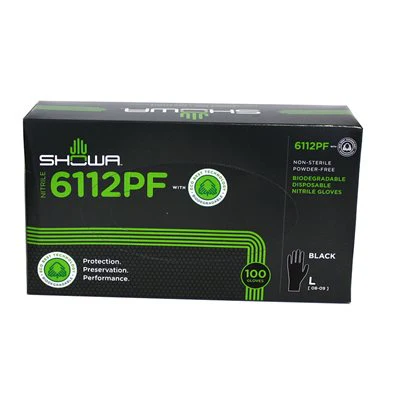 [SP-SH-NG-BLK-LRG-R2] Showa Nitrile Gloves Biodegradable Powder Free – Large (x100)