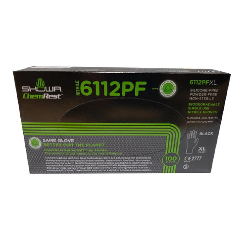 [SP-SH-NG-BLK-XL-R2] Showa Nitrile Gloves Biodegradable Powder Free – XL (x100)